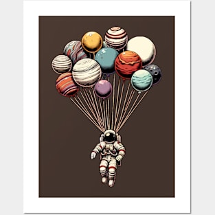 Astronaut Balloon Planets Posters and Art